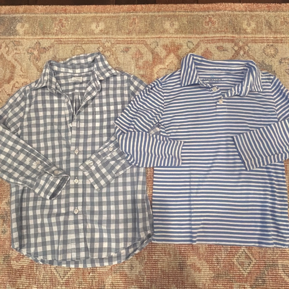 Blue Checkered and Striped Kids Shirts